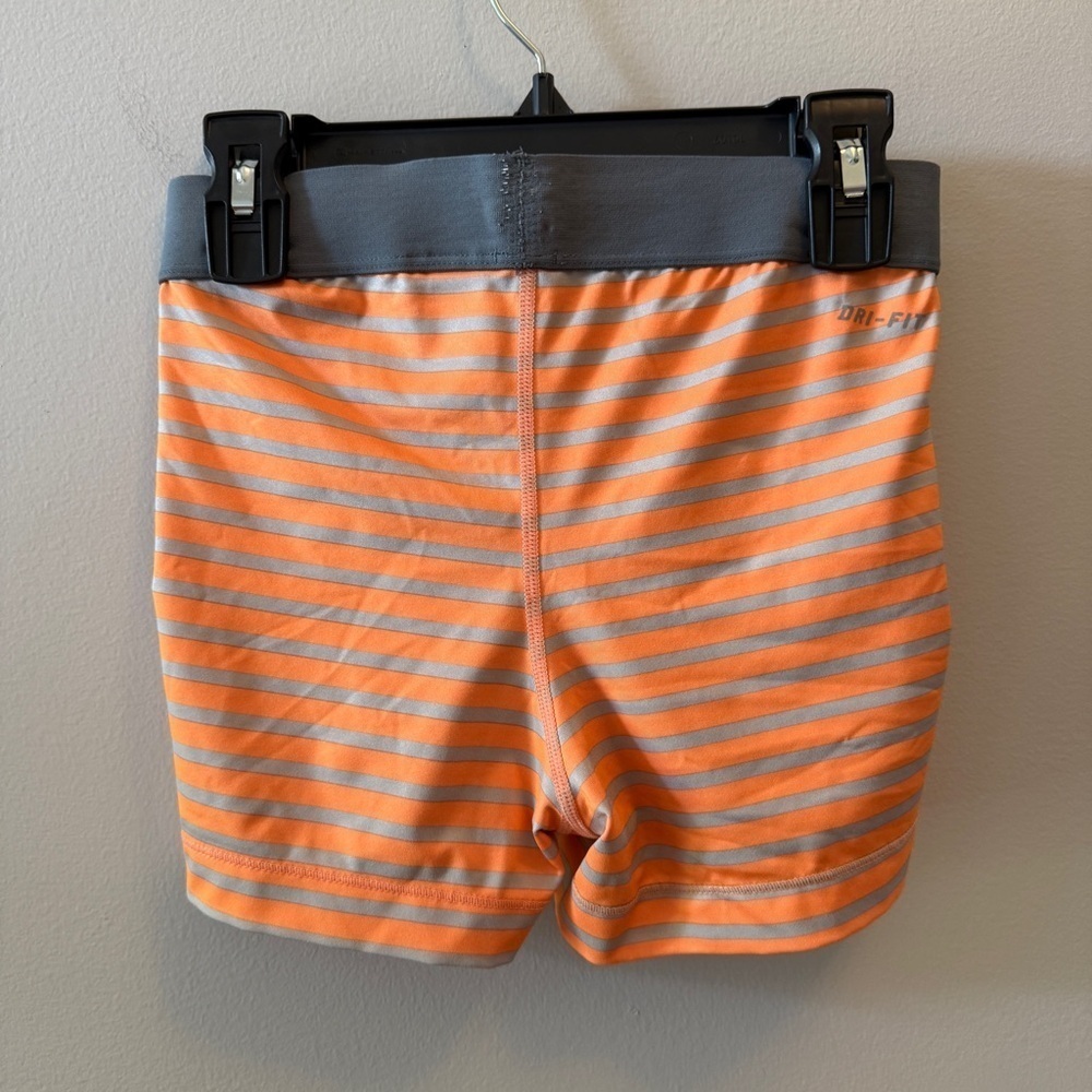 Nike Pro Spandex Shorts โ Orange & Gray Stripe โ Size Small - Picture 2 of 2